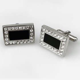 VENIZ Hopeat kanttiset kalvosinnapit timanttireunalla