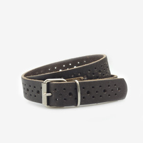 Nahkavyö 25mm reikäkuvioitu -Ruskea