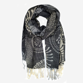 Paisley huivi -Musta-hopea