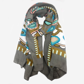 Kuvioitu huivi -Tummanharmaa