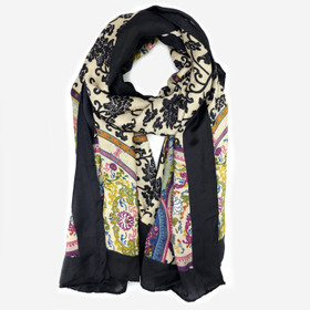 Huivi - monivärinen -Musta