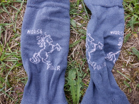 Harmaan siniset paksuhkot ratsastussukat lapselle koko 26-27