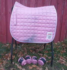 Vaaleanpunainen kouluhuopa ja pinteli setti FULL