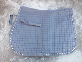 Harmaa koulusatulahuopa hopea-harmaa-valkoisella koristenyörillä FULL