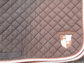 Horze tummanruskea satulahuopa valko-oransseilla kanteilla FULL