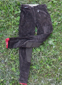 Tummanruskeat 36 koon polvipaikkaiset vakosamettiset ratsastushousut