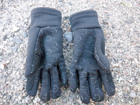 Lasten mustat ratsastushanskat, sisäpinta fleecetyyppinen, koko n. 4