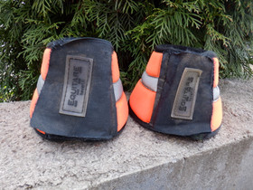 Oranssit Equitare heijastinputsit tuplatarroilla M/L