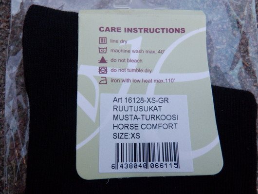 UUDET ratsastussukat, musta-turkoosi, koko 31-34 eli XS