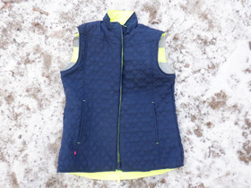 UUSI(?) keltainen-tummansininen kääntöliivi n. 36 kokoa?