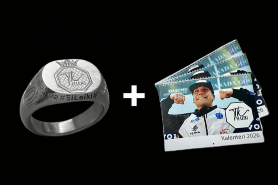 Ei Leiki -hopeasormus (+kalenteri ja treenikassi)