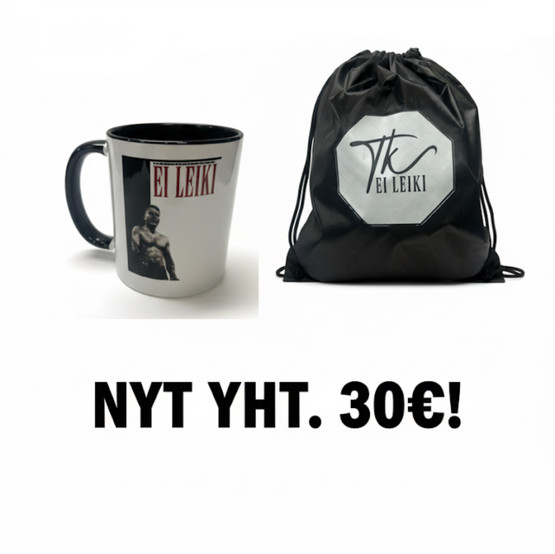 Fanipaketti - Kahvikuppi + kevyt treenikassi