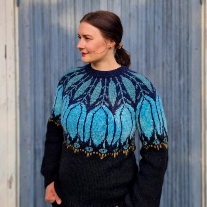 Neuloosisko Lilja villapaita, (pattern in Finnish)