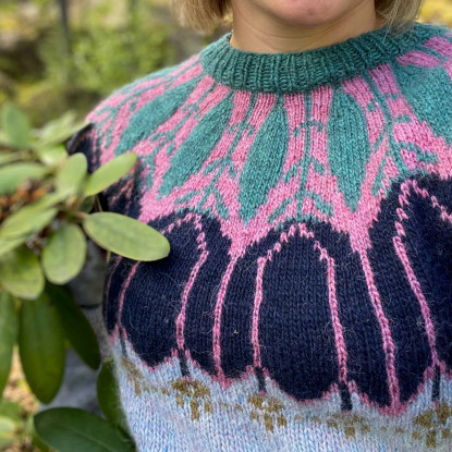 Neuloosisko Lilja villapaita, (pattern in Finnish)