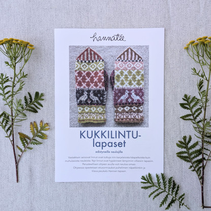 Kukkilintu mittens, pattern in Finnish