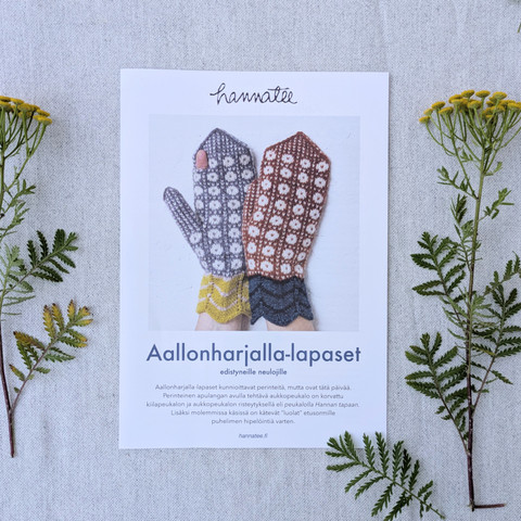 Aallonharjalla mittens, pattern in Finnish