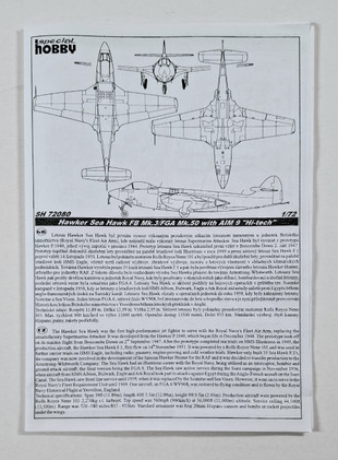 KÄYTETTY Special Hobby 1/72 Hawker Sea Hawk FB Mk.3/FGA Mk.50 with AIM-9B 