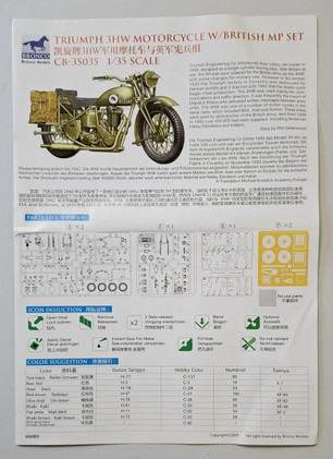 KÄYTETTY Bronco Models 1/35 Triumph 3HW Motorcycle w/British MP Set