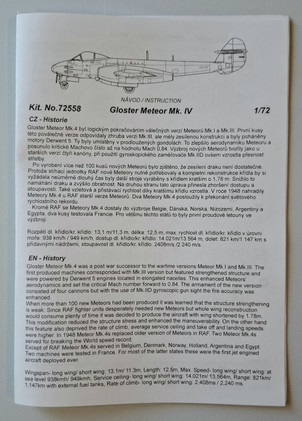 KÄYTETTY MPM 1/72 Gloster Meteor Mk.4
