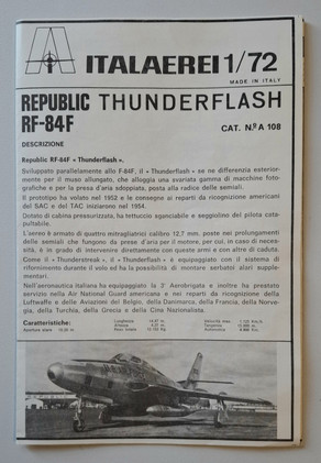 KÄYTETTY Italaerei 1/72 Republic RF-84F Thunderflash