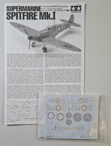 KÄYTETTY Tamiya 1/72 Supermarine Spitfire Mk.I + lisäosia