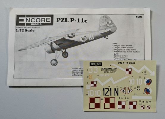 KÄYTETTY Encore Models 1/72 PZL P-11c