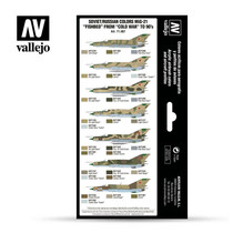 Vallejo Model Air 71.607 Soviet/Russian colors MiG-21 “Fishbed” from 50’s to 90’s maalisetti 8x17ml