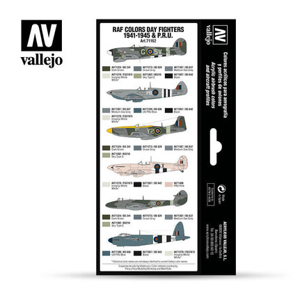Vallejo Model Air 71.162 RAF colors Day Fighters 1941-1945 & P.R.U. maalisetti 8x17ml