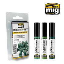 Ammo by Mig Oilbrusher Set Mechas Green Tones 3 x 10ml