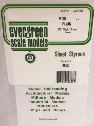 Evergreen Polystyreenilevy 1,0mm 2kpl