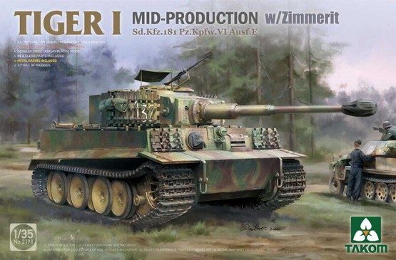 Takom 1/35 Tiger I Mid-Production w/Zimmerit Sd.Kfz.181 Pz.Kpfw. VI Ausf. E