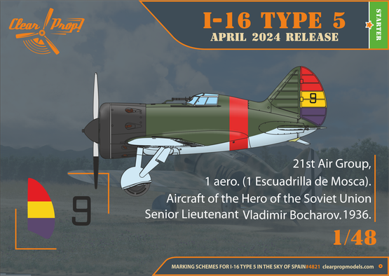 Clear Prop 1/48 I-16 Type 5 in the sky of Spain Early Version