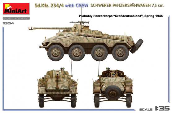 MiniArt 1/35 Sd.Kfz. 234/4 with Crew Schwerer Panzerspähwagen 7,5cm