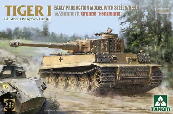 Takom 1/35 Tiger I Sd.Kfz.181 Pz.Kpfw.VI Ausf. E Early-Production Model with Steel Wheels w/Zimmerit Gruppe 