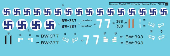 S.B.S model 1/72 Brewster Model 239 in Finnish Service siirtokuvat