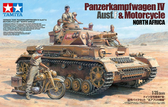Tamiya 1/35 Panzerkampfwagen IV Ausf F. & Motorcycle North Africa