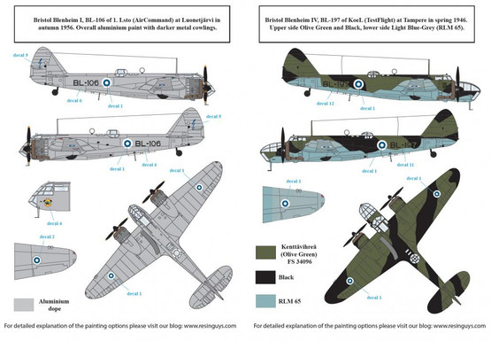 S.B.S model 1/48 Finnish Bombers - Post War Markings siirtokuvat