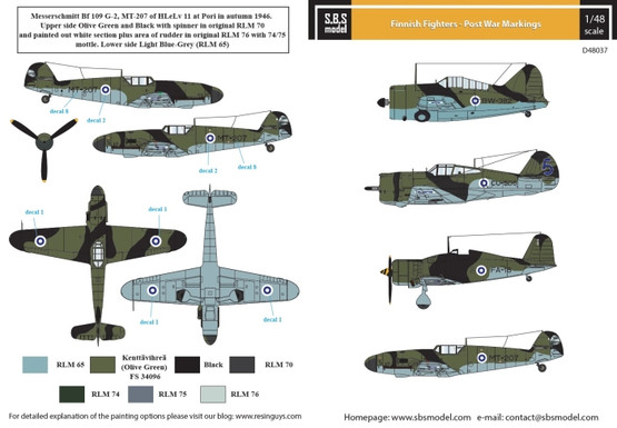 S.B.S model 1/48 Finnish Fighters - Post War Markings siirtokuvat