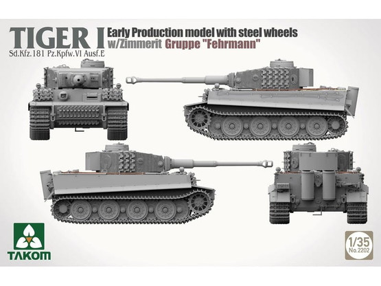 Takom 1/35 Tiger I Sd.Kfz.181 Pz.Kpfw.VI Ausf. E Early-Production Model with Steel Wheels w/Zimmerit Gruppe 
