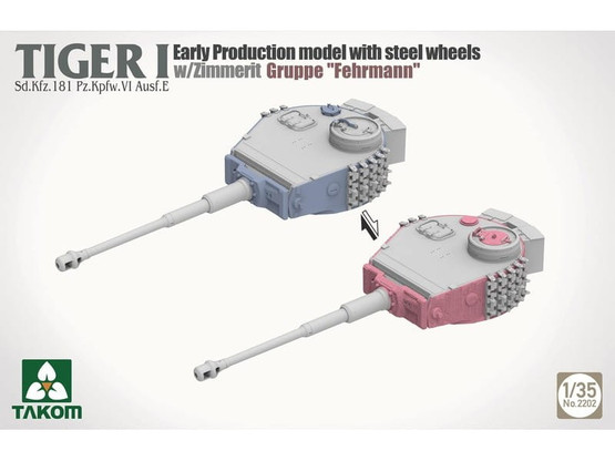 Takom 1/35 Tiger I Sd.Kfz.181 Pz.Kpfw.VI Ausf. E Early-Production Model with Steel Wheels w/Zimmerit Gruppe 
