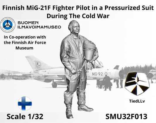 3D Scale Model Universe 1/32 Finnish MiG-21F Fighter Pilot in a Pressurized Suit During the Cold War