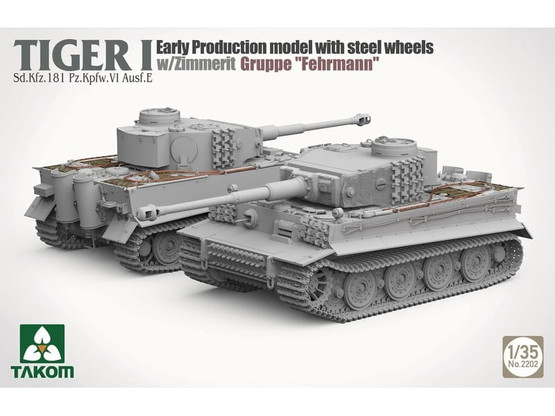 Takom 1/35 Tiger I Sd.Kfz.181 Pz.Kpfw.VI Ausf. E Early-Production Model with Steel Wheels w/Zimmerit Gruppe 