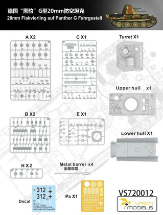 Vespid Models 1/72 20mm Flakvierling auf Panther G Fahrgestell