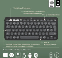 Logitech Pebble Keys 2 K380s -näppäimistö, harmaa