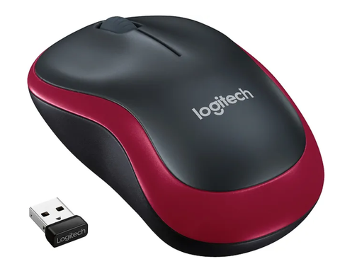 LOGITECH M185 - Hiiri - optinen - langaton - 2.4 GHz - punainen