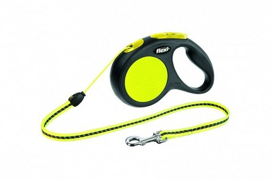 Flexi Neon Reflect, pyöreä naru, M/20 kg, 5 m, neonkeltainen
