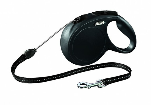 Flexi New Classic, pyöreä naru, M/20 kg, 8 m, musta 