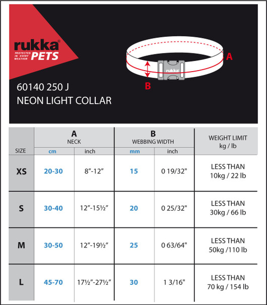 Rukka Neon Light pistolukkopanta led valolla, koko S, 20 mmx30-40 cm, keltainen 