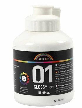 A´color akryylimaali, kiiltävä, 500 ml, valkoinen