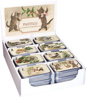Pastillit metallirasiassa, makuna suolattu karamelli, joululemmikki, nro. 1